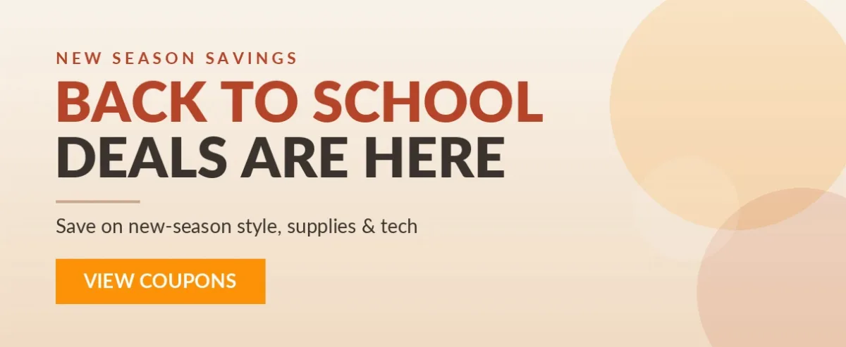 Back to School coupon deals on clothing, supplies and tech