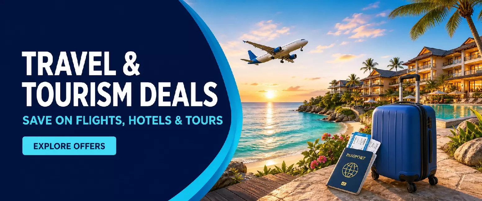 Travel and tourism coupon deals for flights hotels and tours