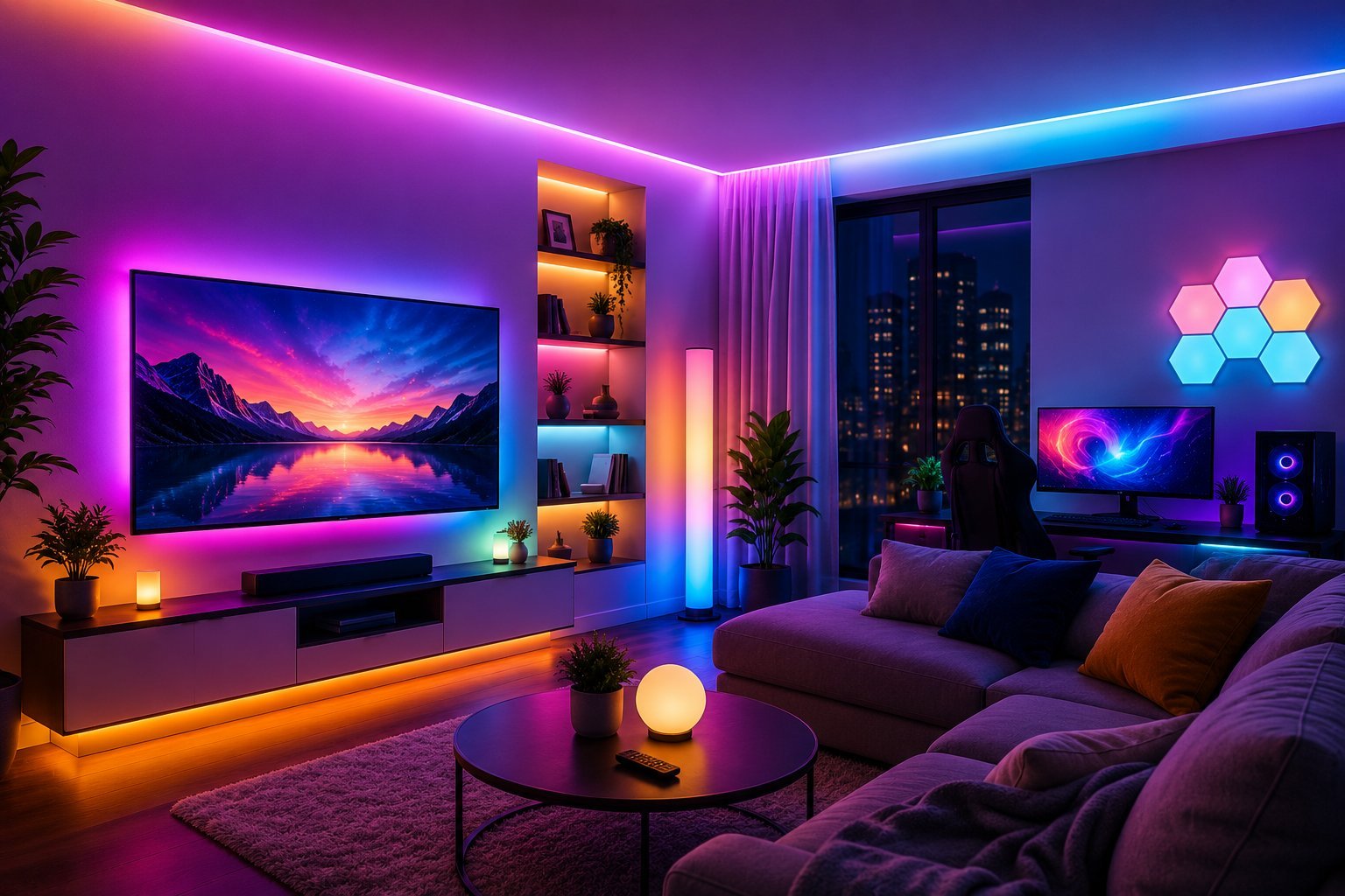 Govee smart lighting setup with RGB LED lights
