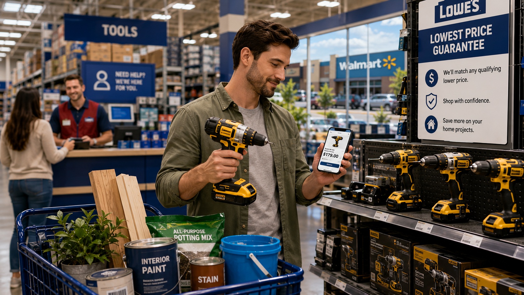 Does Lowe's do price match - home improvement store aisle