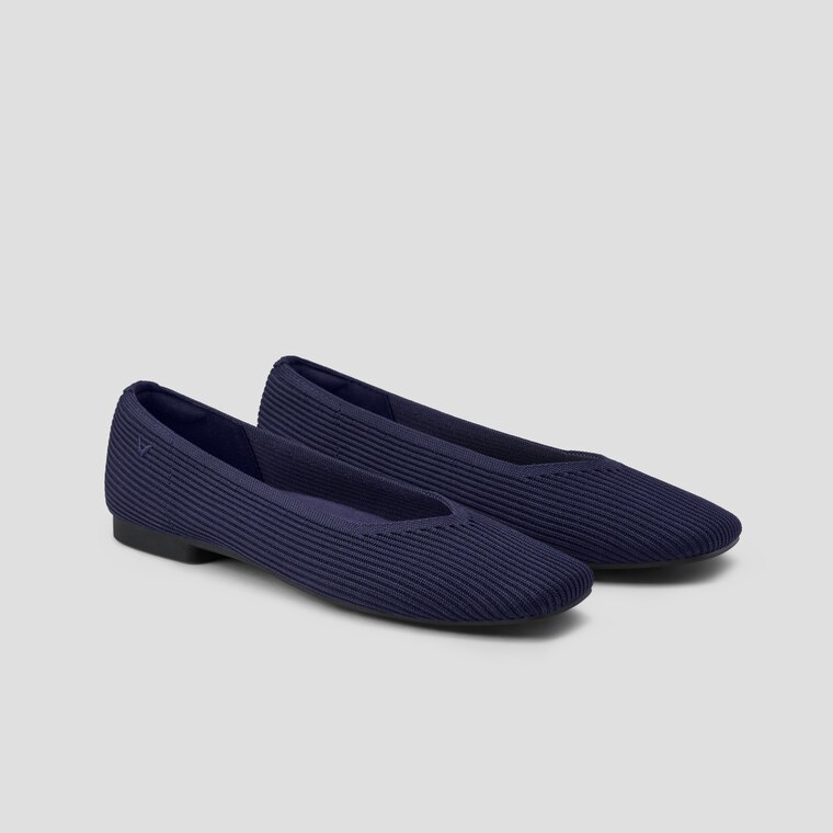 VIVAIA Margot 2.0 square-toe V-cut flats in navy