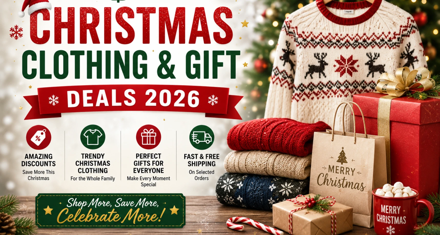 Christmas clothing and gift deals - holiday outfits, sweaters and fashion gifts