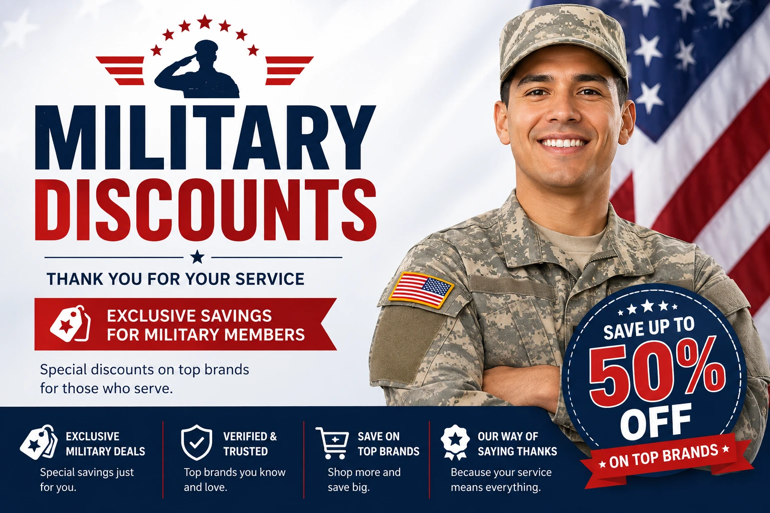 Military discounts for veterans, active duty and families
